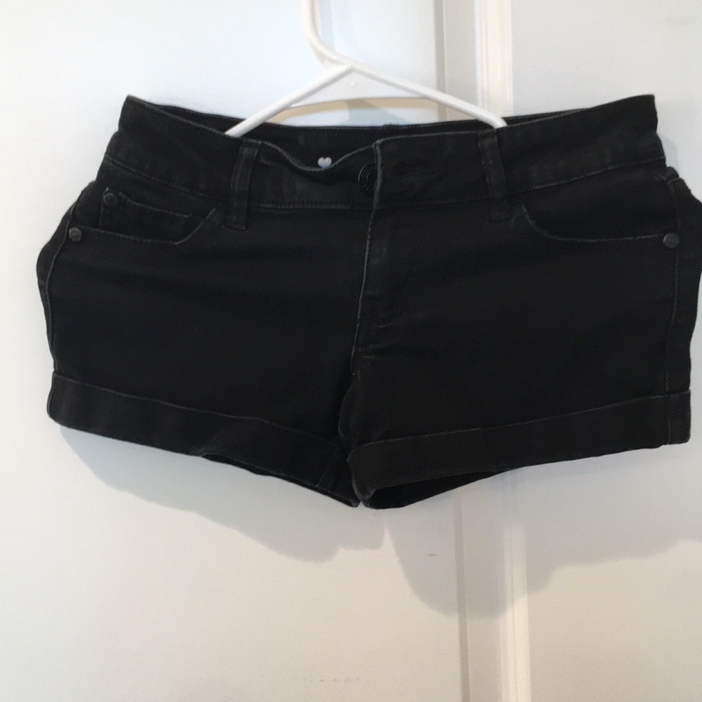Black denim shorts
